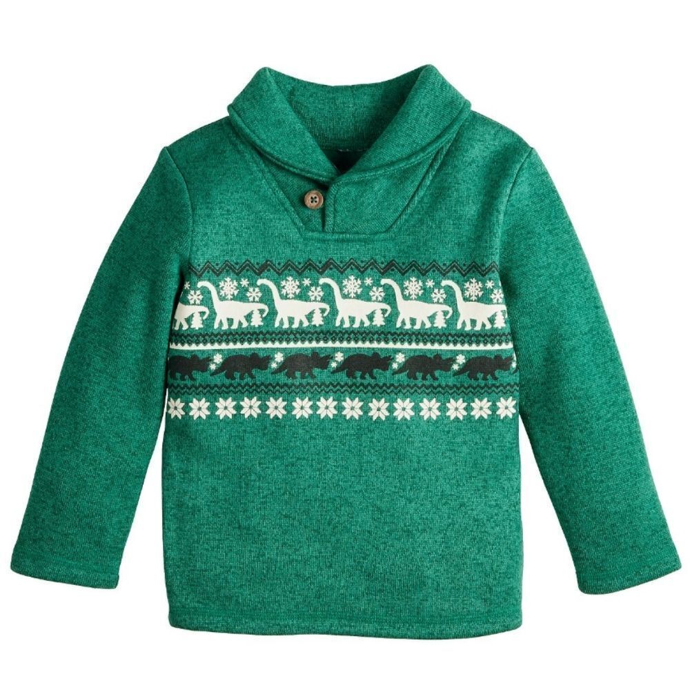Jumping Beans Dinosaur Fairisle Shawl Collar Fleece Sweatshirt